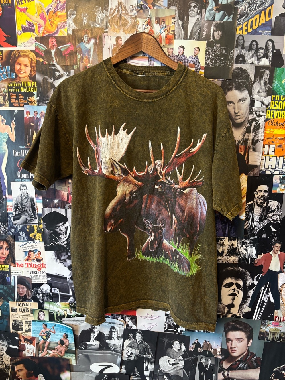 Men's Olive Graphic Moose Short Sleeve Tee